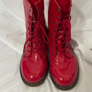 Red rain boots